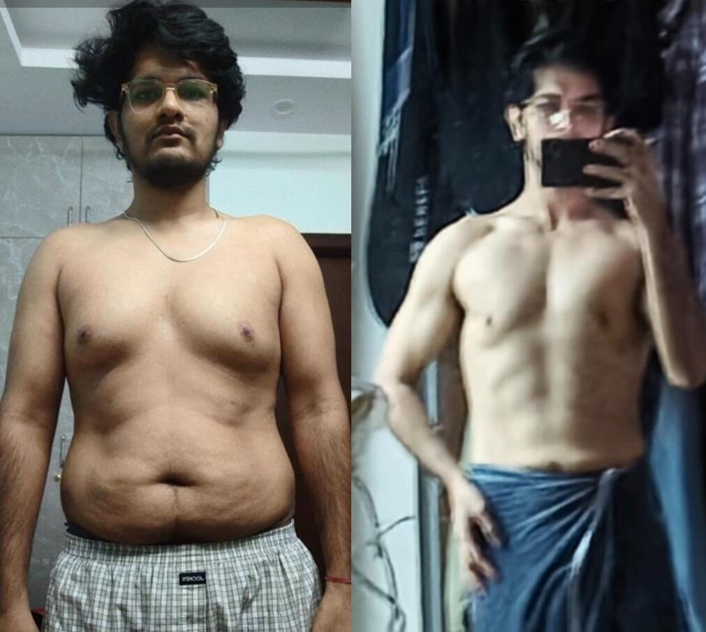 Harsh - Team PL Harsh - fat loss transformation, 31 lbs down in 5 months while working a 9-5, Pratyush Liftz client
